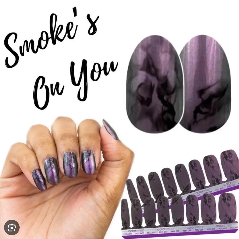 Color Street SMOKE’S ON YOU Purple To Olive Duochrome Shimmer Nail Strips